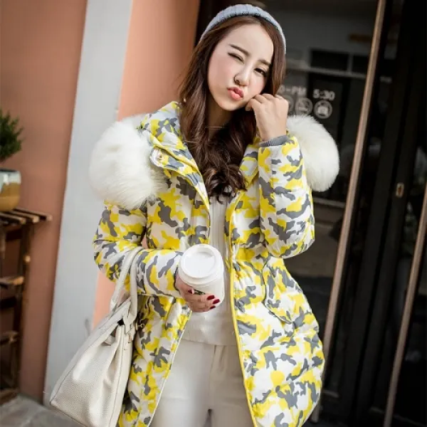 [해외]여성상의 > 캐쥬얼 점퍼/자켓 여성 캐쥬얼점퍼 / 아우터 Winter camouflage jacket Girls long section 2015 new Korean version of Slim thin thi