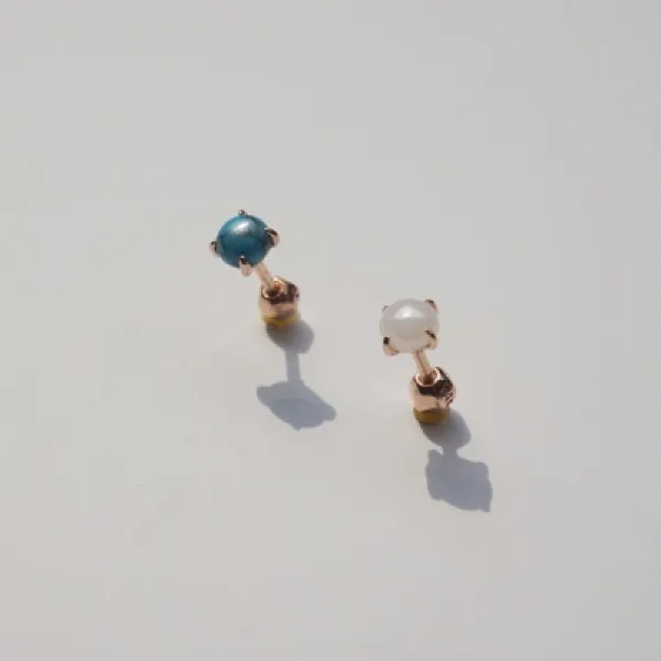 [녹다] 14k gold simple gem piercing 터키석