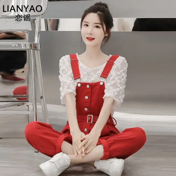 싱푸리 여성바지 멜빵바지 일자바지 여름 봄가을 커플 개강룩 시밀러룩