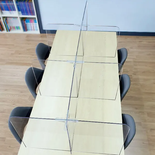 주식회사집현전 식탁 가림판 폴리카보네이트5T - 6인용 칸막이 십자결합형 한쪽개방, 높이500