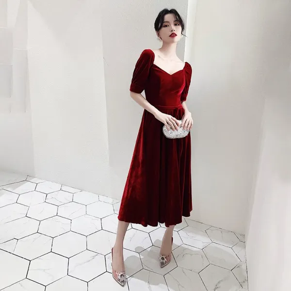 권주복 와인레드 색깔 평소 모즈 슬림핏 작은 키 결혼 드레스 프레이치 벨벳