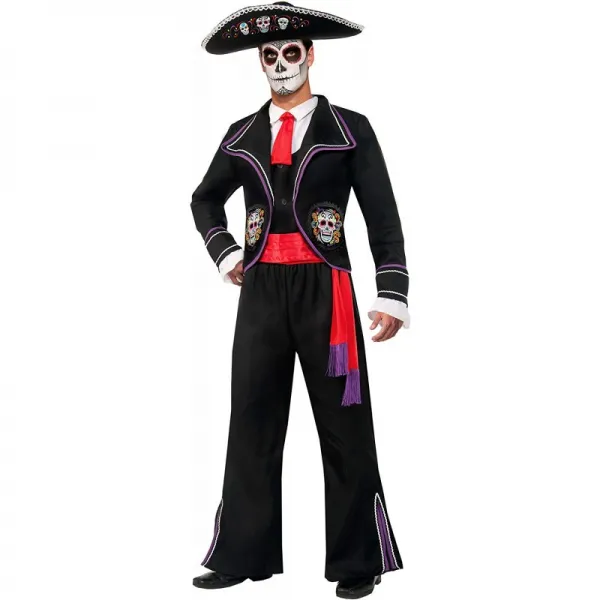 포럼 노벨 리츠 망자의 날 Mariachi Macabre 의상 검정 표준
