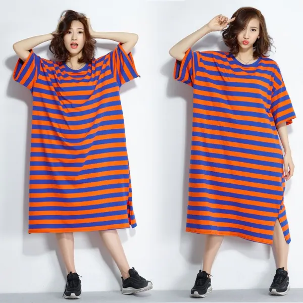 패션이루 단가라 트임 빅사이즈 여성 롱 여름 원피스 루즈핏LBR