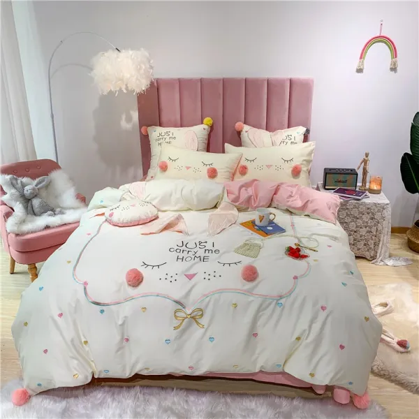 4/7pcs 이집트 코 튼 duvet 커버 세트 킹 사이즈 침구 세트 pillowcases 자 수 토끼 침대 커버 jogo de cam, 02_2