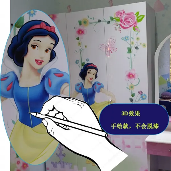 핑크 어린이 방 선물 솔리드 작은 옷장 공주 플랫 3 도어 옷장 현대 간단한 환경 보호 맛없는 1.2, 보낼 아래층