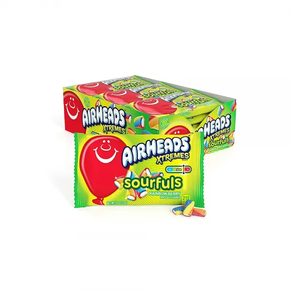 Airheads Xtremes Sourfuls Candy Rainbow Berry 익스트림캔디 사워풀 레인보우베리맛 18팩 입덧 눈깔 금연 임산부간식 사탕 캔디 1set