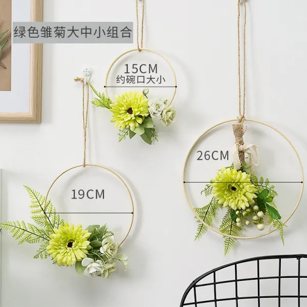 가랜드 밀크티가게 벽 장식 걸이식 아이디어 침실 방 벽면 벽장식용 T17 그린색 거베라 3개조 함께 보내다 노라인 점호를 박다