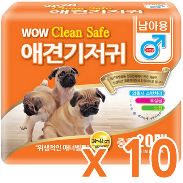 WOW 크린세이프 강아지 기저귀 수컷용 20p, 중형, 10개
