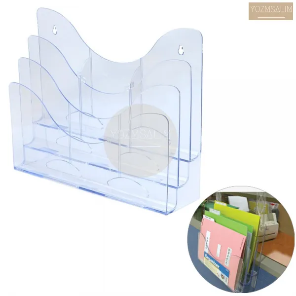 Yozmsalim 3단 투명 아크릴 플라스틱 브로셔 소책자 팜플릿 꽂이 거치대 케이스