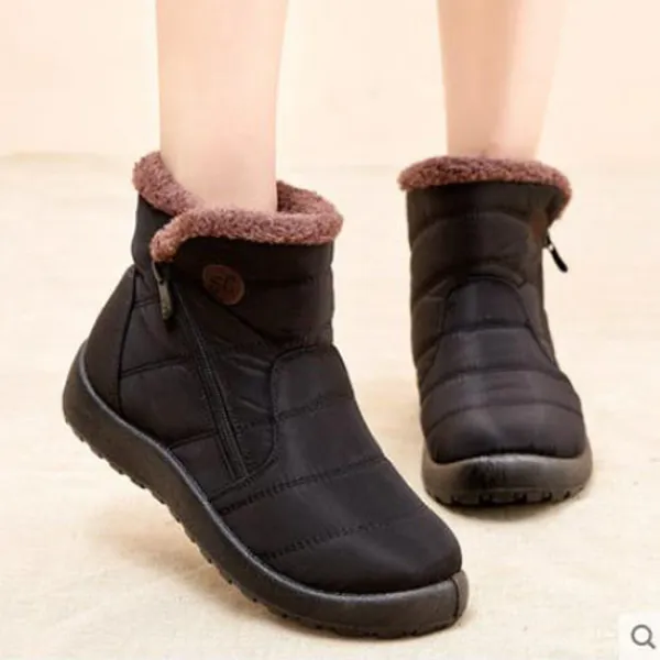 빅피플 여성 방한 퍼 앵클 지퍼 부츠 N14