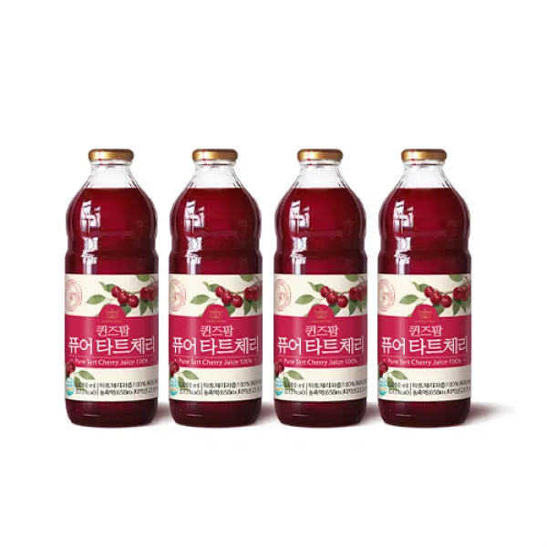 [퀸즈팜] 런칭특가 2병이상 구매시 자몽 복합추출 사은품증정! 퓨어 타트체리 100% 과즙 주스 1000ml 터키산 65brix, 4병