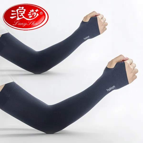 파 샤 Langsha 아 이 스 소 매 는 자외선 차단 장갑 남성 소매 소매 여름 아 이 스 케 이 트 손목 토시 여 맞 춤 로고 3 양 엄 지 라인 네 이 비 컬러의 프 리 사이즈 입 니 다.