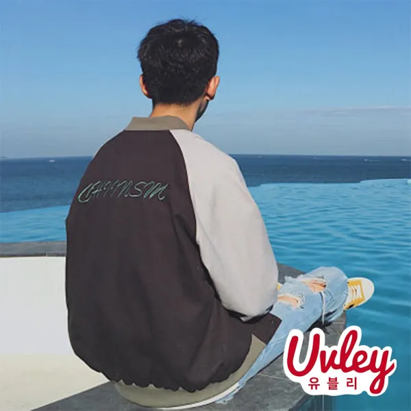 유블리 야구점퍼 잠바 나그랑 배색 데일리룩 편안한 귀여운 댄디 캐주얼 스타디움 자켓(UV2117007YK)