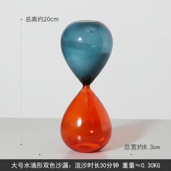 어반30 인테리어 타이머 모래 시계 모던 심플 글라스 컬러 샌드 크로노그래프 세트 60분 북유럽풍, 라지 물방울 투톤 모래시계 + 유사시 약 30