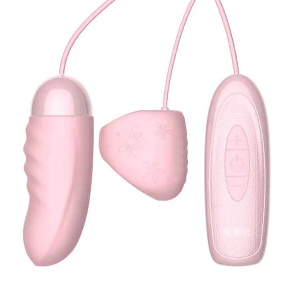 에 르 메스 취향 용품 여자 용 자위 기 멀리뛰기 리모컨 진동 자극 고조 초 사랑 하 이 라이트 자위 기 무 음 방수 손가락 덮개 + 강진 식 더 블 돔 - 분말, 상세페이지 참조