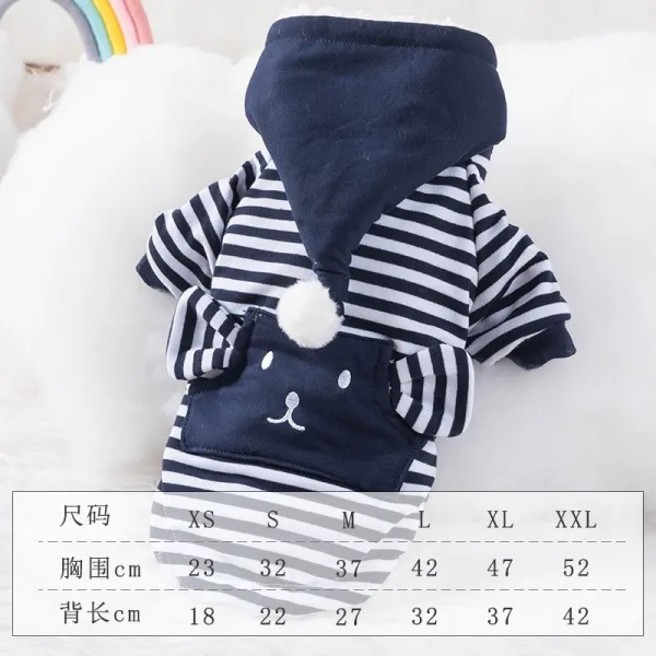 박미 비곰 애완동물 펫 고양이 옷을 어린 이누테디 법투 겨울 가을 웰론 두다리 두꺼운 U85 더블레이어 스트라이프 단가라 M（건의 체중 5 8 근 구체적 참고