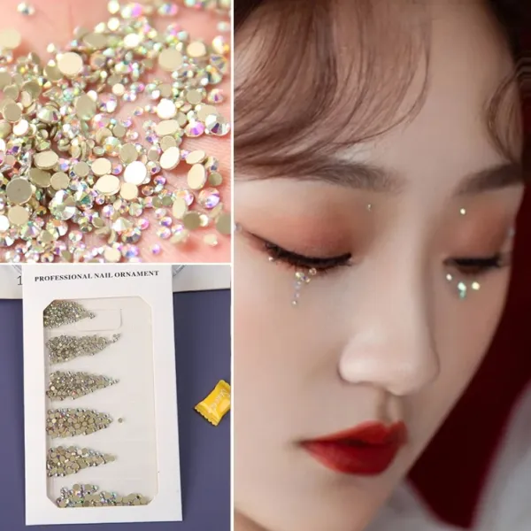 엘네티 글리터 색조메이크업 눈초리 스티커 별 눈물 사마귀 첩 라이크 무대 화장함 선명한 규빅 펀치크 장식, J21- 플랫 ab 컬러드릴 (금저
