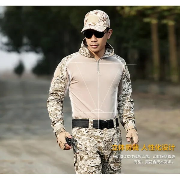 데저트 밀리터리 유니폼 남자 특수병과 군인이 가장함 설교를 들어 보이고 있다 아웃도어 작전 트레이닝 개구리복 전술 장비