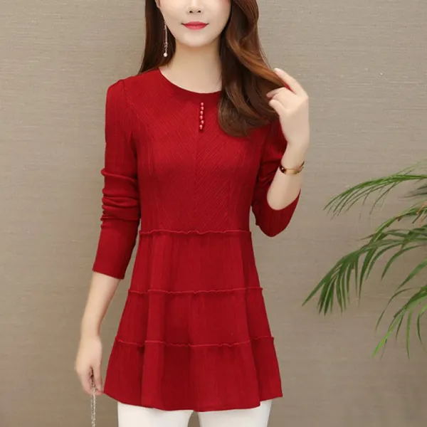 퀄리티 중년 여성 긴팔 플라워 블라우스 11 Bgkb6qj