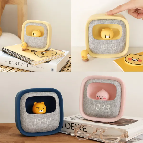 미니 LED 캐릭터 무소음 탁상시계, 춘식이