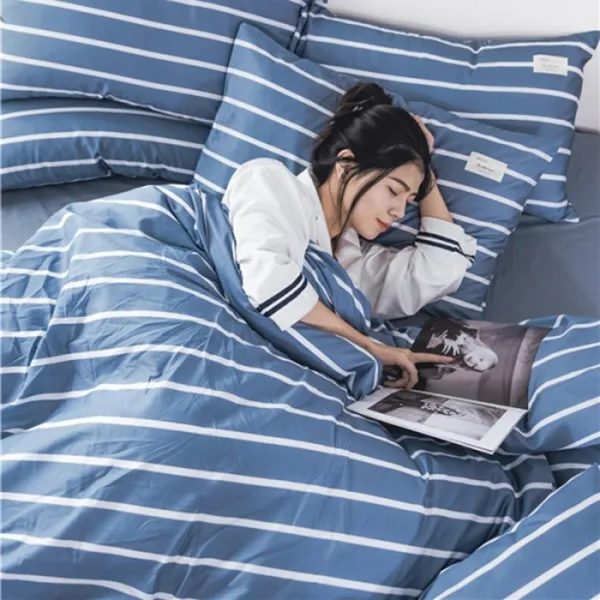 소피하암 무인 스타일 이불커버 112 35메터 침대시트 쓰리 체크 스위트 4종, 경성시 반들 -깊다 난