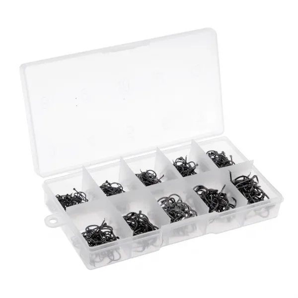 STK500pcs 10 크기 탄소 강철 미개간 된 물고기 후크 잉어 낚시 지그 헤드 세트 상자