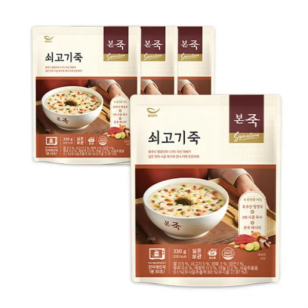 [본죽] NEW 쇠고기죽 330g 4팩, 330g, 4개