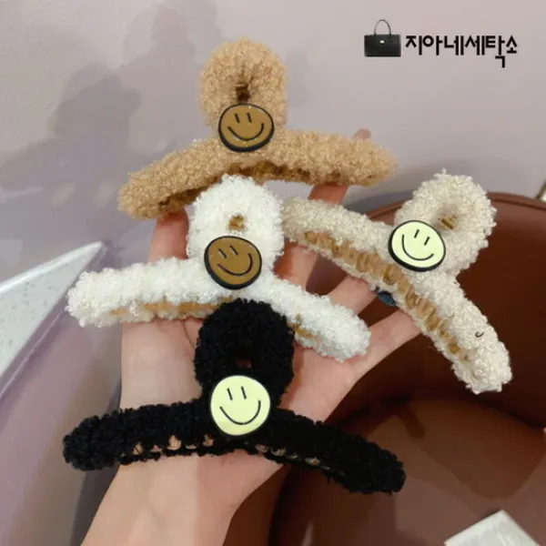 [지아네세탁소] 뽀글스마일집게삔 집게핀 헤어핀 헤어악세사리