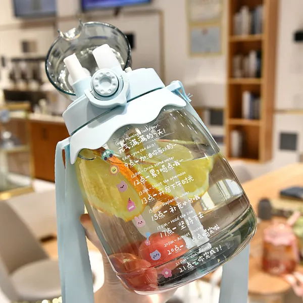 대용량물병 물컵 여성 고안치 배부르다 인싸템 큐트 멜빵 빨대 휴대 스포츠 4861819167