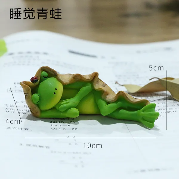 장식인형 나무수지 장식품 여행 개구리 작은동물 산수 분재 미경관 원예 미시적 차량용, T04-잠자는 개구리