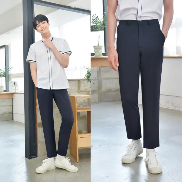 [빅사이즈] 하복 스판 네이비 교복바지(남자) ~6XL, 없음
