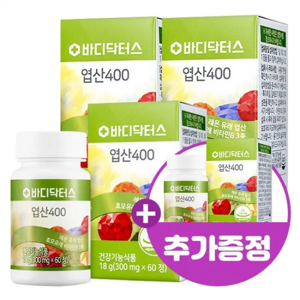 [바디닥터스] 엽산400 60정 3+1, 상세설명 참조, 엽산400 3+1