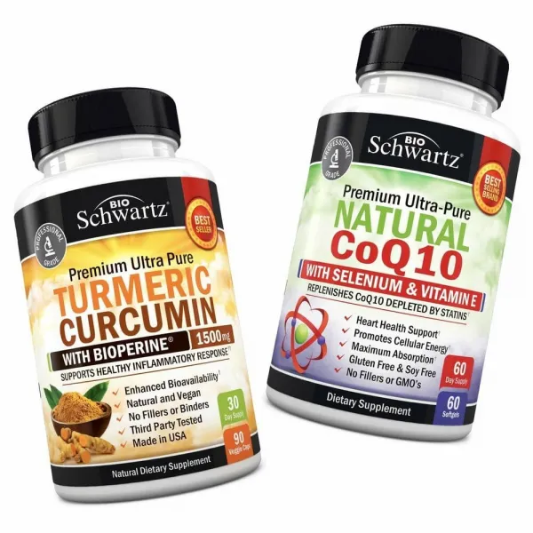 커큐민 BioPerine 1500mg + 셀레늄 및 비타민 E 함유 자연 Coq10 200mg-최대 흡수 생체 이용률을위한 심황 커큐민-비 GMO 글루텐 프리(커큐민), 1개, 1