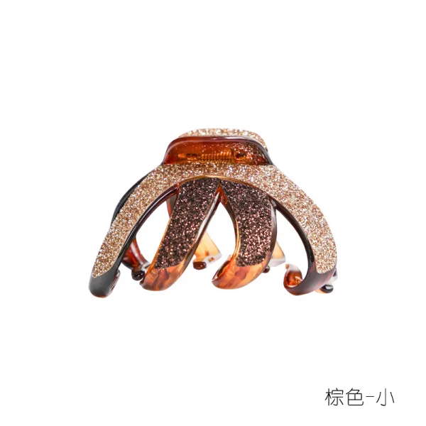 헤어핀 한국 빅사이즈 집게 여자하프 머리핀 뒤통수 우아 셀럽 분위기있는 헤어 머리장식, 브라운-소개, 브라운-소