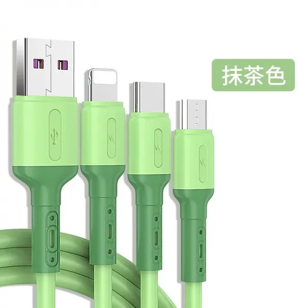 삼색일률 3 액상 실리콘 데이터 라인 적용 앙탁 typec 삼합일충 전선, 핑크, 삼색 질질끌다 3