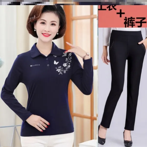 필젠 프린팅반팔티셔츠 중노년층 여성의류 순면 코튼 카라넥 마담 엄마옷 여름 풀패딩 플라워 프린트 캐쥬얼 속적삼 특대 사이즈