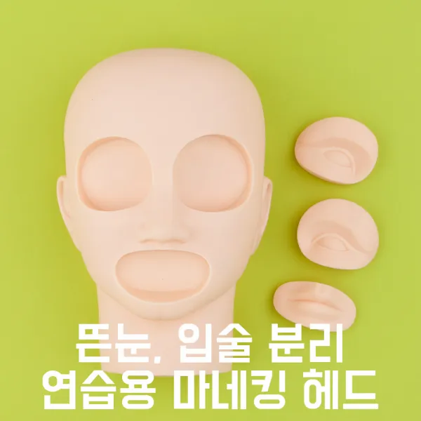 뜬눈 입 분리 연습용 고급 마네킹 헤드 (반영구 속눈썹연장 피부마사지), 1개