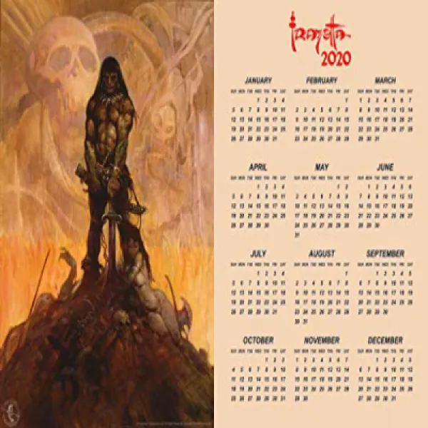 Barbarian By Frank Frazetta 2020 Calendar Poster 12x18 Inch Frank Frazetta의 야만인 ​​2020 년 달력 포스터 12x1 1