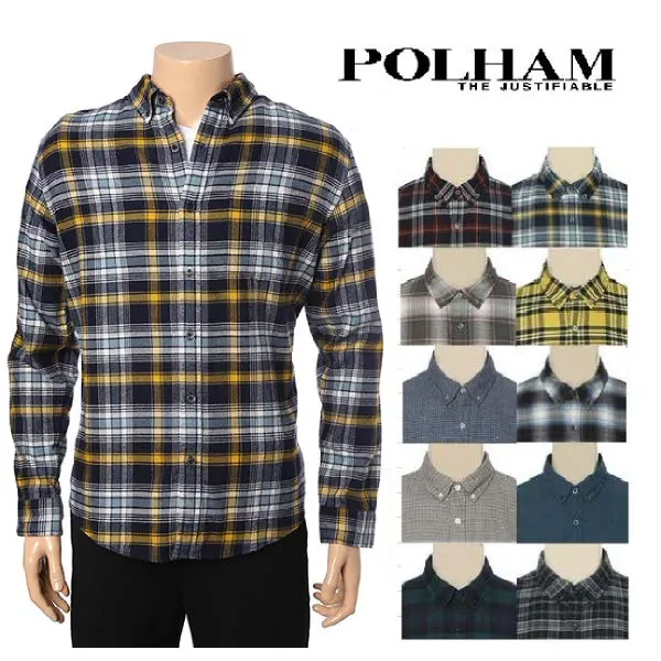  현대백화점 폴햄 Polham Phz4wc1012a 남성용 베이직 코튼 플란넬 체크 셔츠