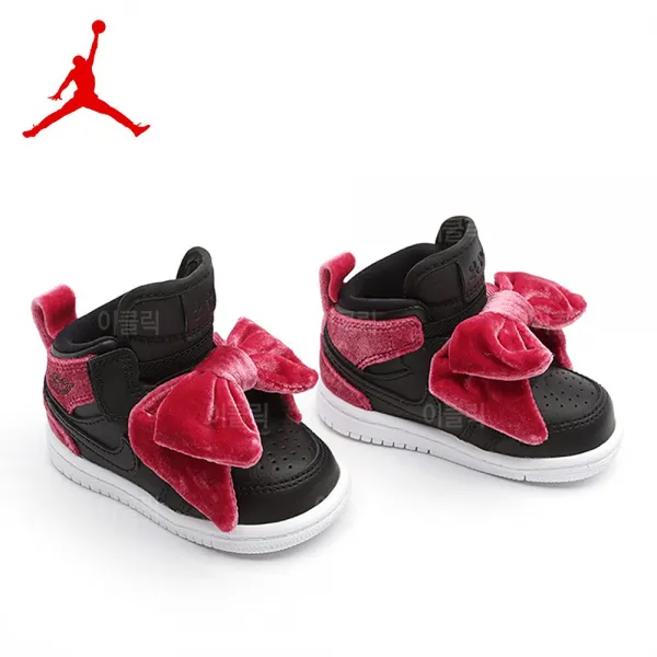 나이키 키즈 에어조던1 미드 보우 Td 여아 유아 초등학생 운동화 신발 리본 하이탑 아동화