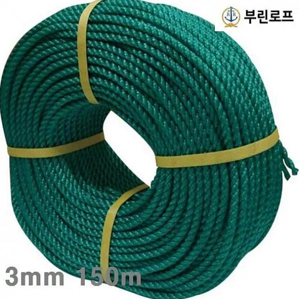 도리파이 부린로프 P.E로프 3mm 150m 0.7kg 녹색 1EA 짐로프 밧줄운동