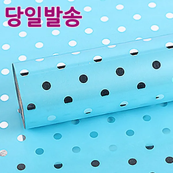 노크원 비닐포장지당일발송, 1롤, 05큰땡땡이/중/하늘