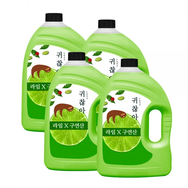 주방세제 1종 귀찮아 라임향 3L 4개, 단품