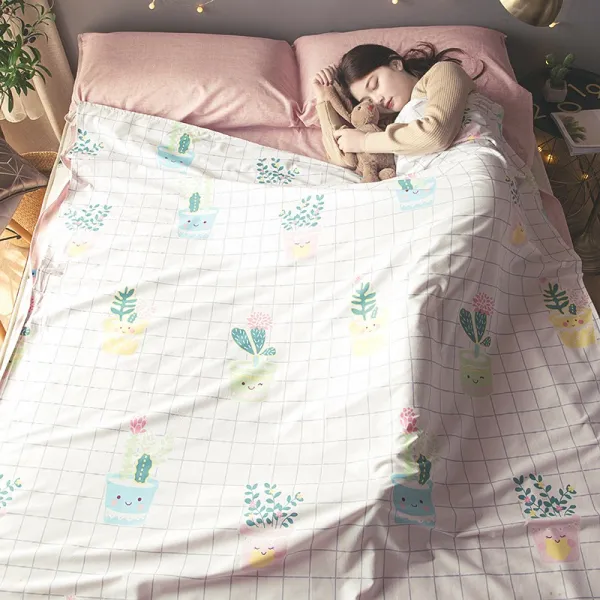순면 호텔 간헐 침낭 어른 휴대용 여행여행 기차 침대칸 신기 더블 초경량 출장 시트, J럭키 양면 순면 침낭