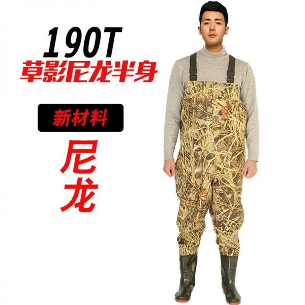 반신 레인팬츠 두꺼운 옷 남자 고기를 잡다 바디슈트 전신 어피 물굽이 레인부츠, 나일론 PVC 풀 그림자 190T 신