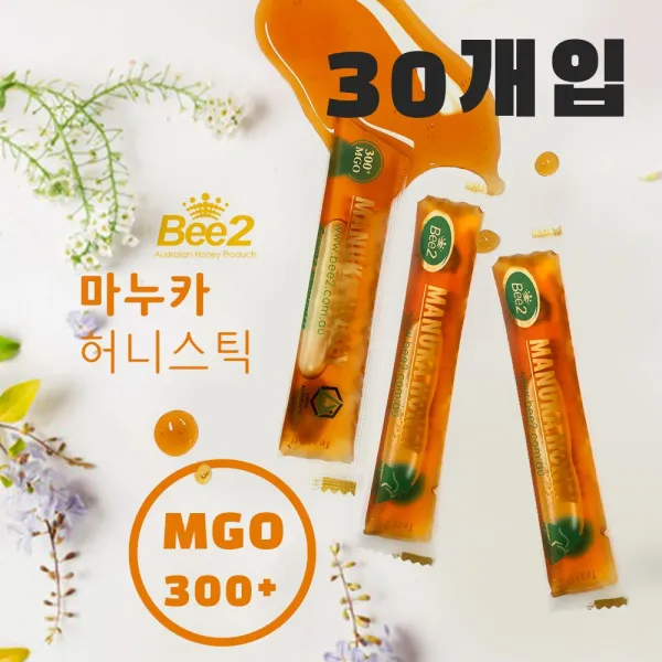 비투 호주 Bee2 마누카꿀 허니스틱 짜먹는 꿀 Mgo300+ 30스틱 1스틱에 12g 12g