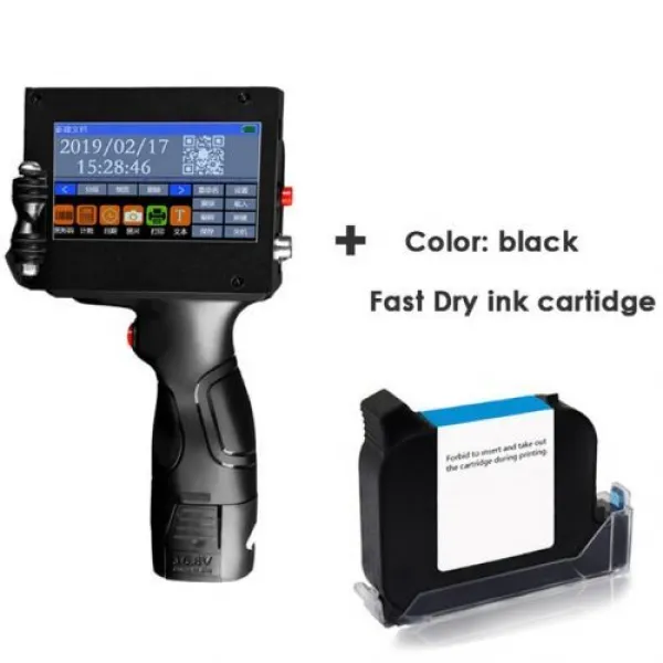 [해외] 잉크젯 라벨 프린터 로고만료 날짜배치 코드일련 번호라벨바코드QR 코드 용핸드 제트 핸드 헬드 열, add 1 black cartidge