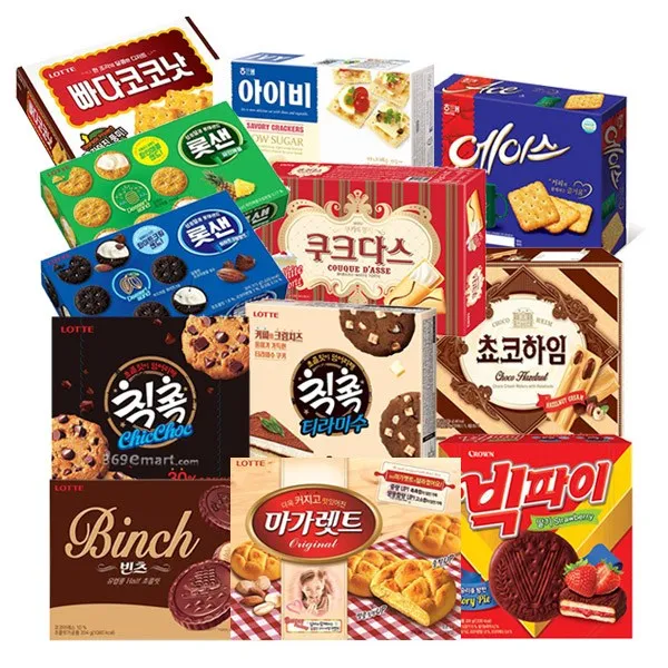 해태롯데크라운 인기곽과자 낱개포장상품 과자세트(12가지구성) 탕비실 간식, 1개, 12종
