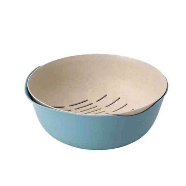 집 영 밀 짚 이중 아스팔트 바구니 주방 채소 바구니 바구니 물밑 물통 새다 바구니 북유럽 남유럽 남색, 상세페이지 참조