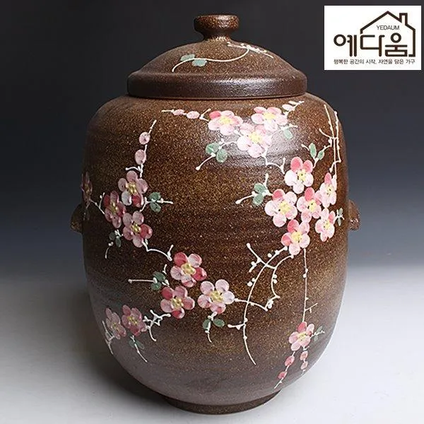예다움 재유 매화 쌀독10kg 쌀통 쌀독 쌀항아리 황토쌀독 쌀뒤주 옹기쌀독 예쁜쌀독 여주쌀독 원목쌀통 쌀보관통 뒤주 렌지대